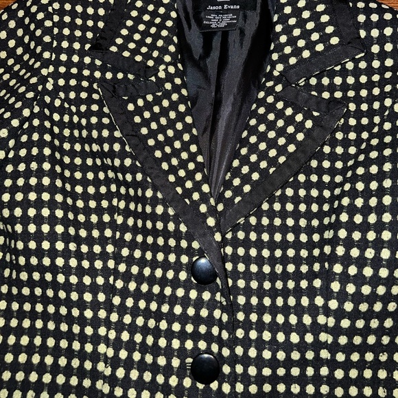 Vintage Black Jason Evans Green Polka Dot Long Sleeve Blazer Suit Jacket Size 8 - Picture 7 of 11